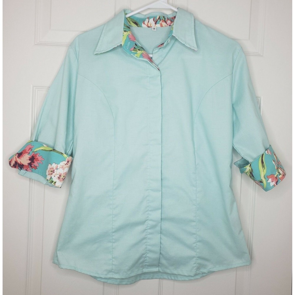 Middy n Me Button Down Shirt 8 Equestrian Floral Top Horse Fleur